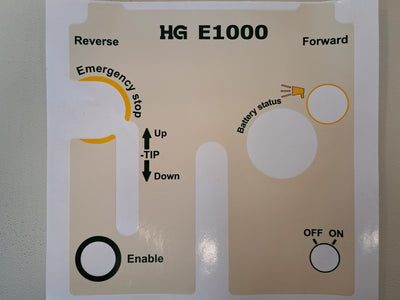 Control panel top label E 1000 UK - M104697 - HG