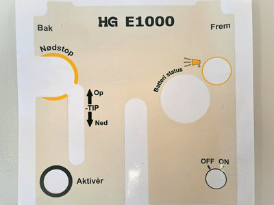 Control panel top label E1000 DK - M104694 - HG